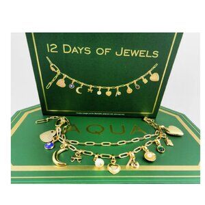 NEW Bloomingdale's Exclusive AQUA 12 Days of Jewels Calendar MSRP $200 Gold Tone